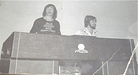 Stuart with Noel Edmonds in 1975 at Sherborne